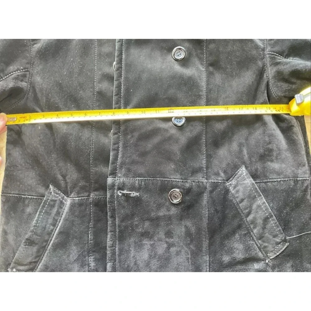 EUC! VTG Women's Steve by Searle Black Suede Faux Fur Heavy Winter Coat - Size M